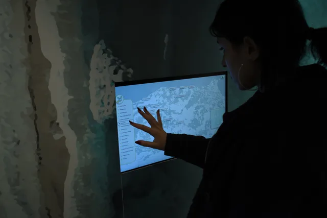 Silhouette of person interacting with a touchscreen map in a dark room. Lokale profiler: Sådan forstår du en virksomhedsprofil i din by